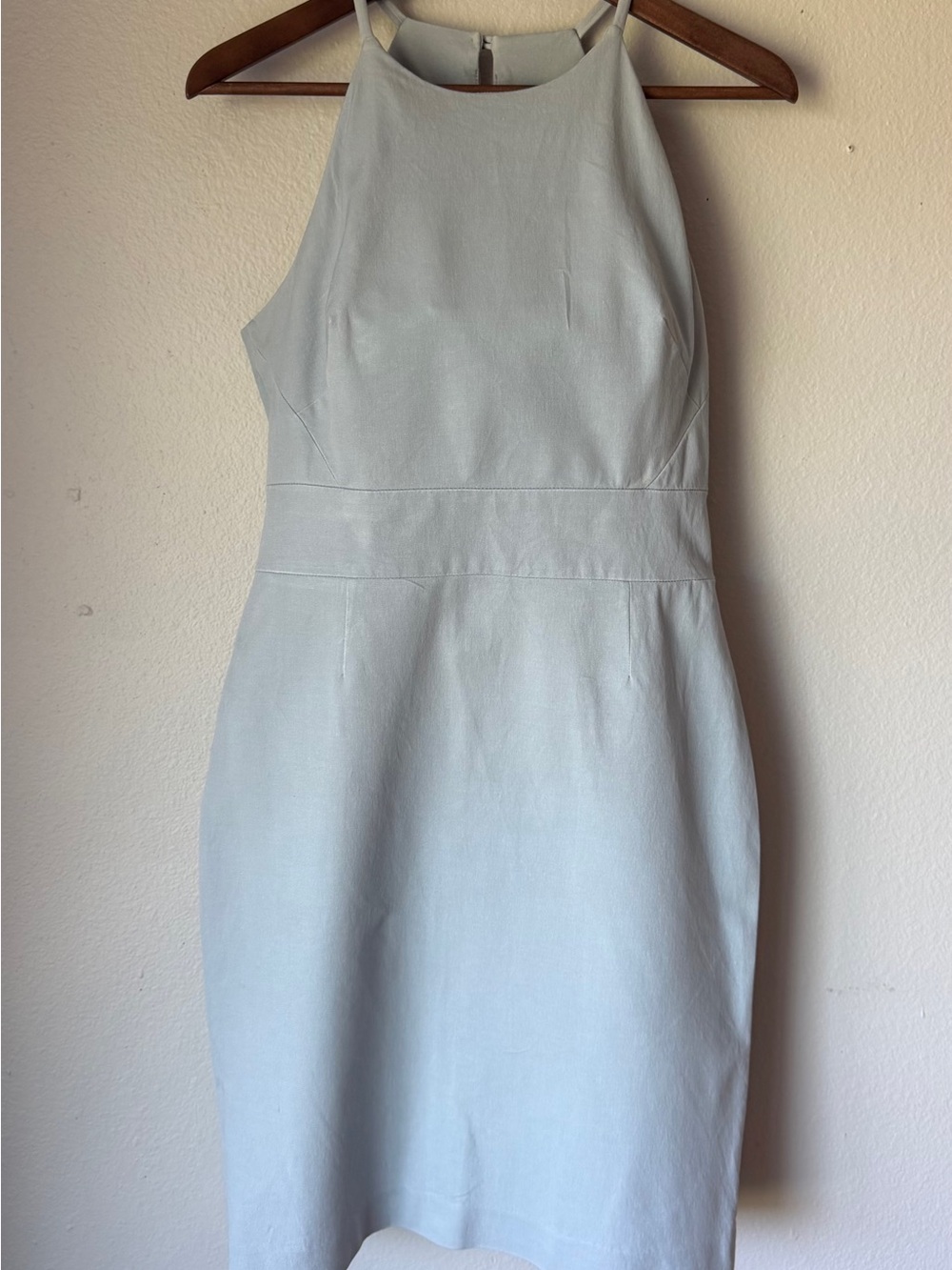 Banana Republic Silver Halter neckline Keyhole Sheath Dress Stretchy  Size 8P
